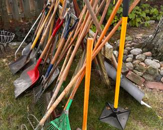 LOADS of yard implements! Vintage to new! Metal to Plastic! Everything you need for the late Summer/Fall cleanup! 