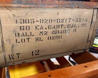 Lots of old vintage crates! This one is another favorite! Vintage .30 Caliber Ammunition Crate! 