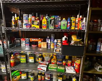 Multiple shelves of Cleaning Supplies, Household Chemicals and MORE! 
