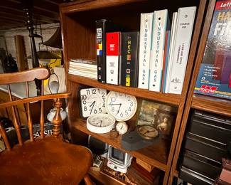 Cool clocks too! A sweet Ethan Allen Table and Four chairs! Plus two shelves of CD's, DVD's, VHS's, Audio Cassettes and Records!