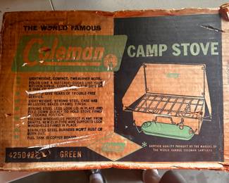 LOTS Of Vintage Coleman Camping Items! Here is an excellent Coleman Camp Stover!  EXCELLENT to NEAR MINT condition in the original box!
