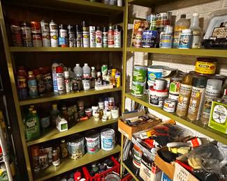 These two shelves are primarily spare paint and painting items! MOST are new! 