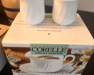 A set f Correlle S&P Shakers and a MIOB Correlle gravy boat!