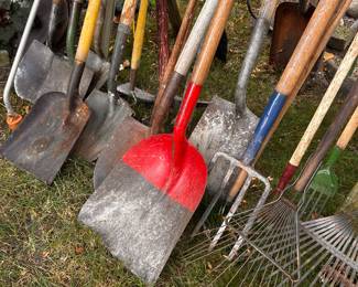 LOADS of yard implements! Vintage to new! Metal to Plastic! Everything you need for the late Summer/Fall cleanup! 