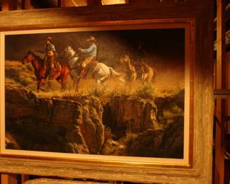 Western oil painting of Cowboys