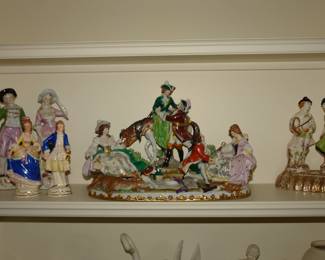 A variety of porcelain figurines by Meissen & Dresden