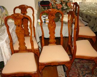 Six Italian inlaid dining chairs