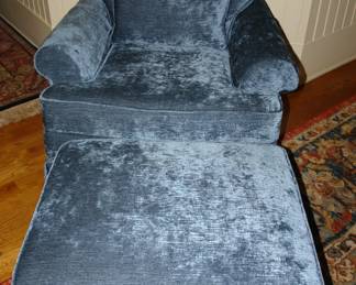 Navy velvet chair & ottoman