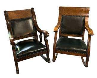 00Leather and oak chairs