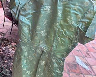 SILK ASIAN DRESS - LOVE THE CELERY COLOR