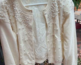 PAIR THIS WITH A BOUCLE SKIRT AND BAM - CHANEL VIBES - WE HAVE SO MANY PEARLS TO GO WITH THIS!