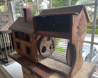 Folk Art, Victorian Squirrel Cage, old orig Milk paint. ‘Hotel du Savage’