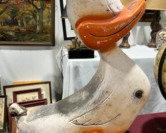 vintage metal ride on playgound duck