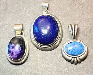 Three Sterling Silver Necklace Pendants 