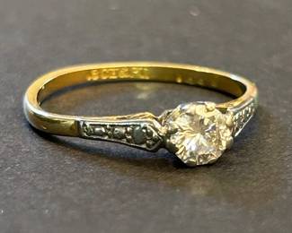 18k Gold Ring w Platinum Top .25 Carat Diamond