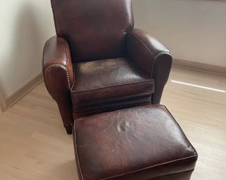 Leather Chair 38" wide, 40" deep, 37" tall plus ottoman $300