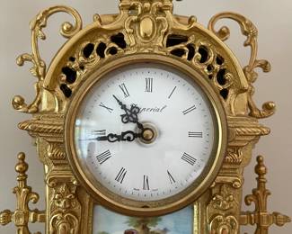 Italian  Brass Mantel Clock Garnitures