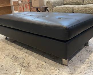 Black leather large ottoman 54"x28"x16" $150
