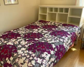 Queen bed with storage headboard  $180 (mattress and bed comforter not for sale)