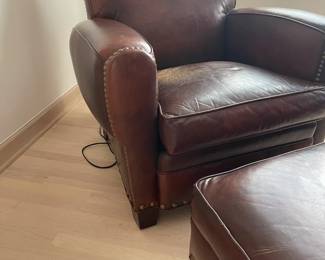 Leather Chair 38" wide, 40" deep, 37" tall plus ottoman $300