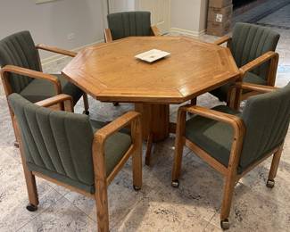 Poker Game table 52" across plus 5 chairs $250