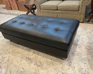 Black leather large ottoman 54"x28"x16" $150
