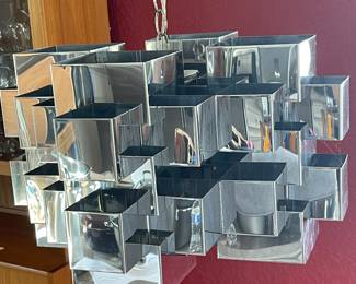  Curtis Jere Cubist Chrome Chandelier