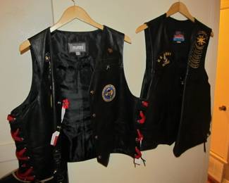 We have a total of 4 biker vests decked out in patches and pins. very cool!