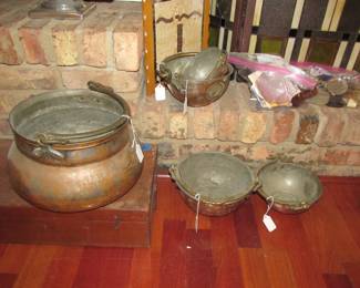 Vintage copper/brass cauldron boiler set 