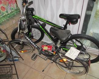 Vintage PEUGEOT folding bike, SCHWINN SIDEWINDER electric bike.