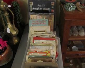 Antique stamps and postcards