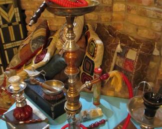 Nice collection of HOOKHAS and accessories. Egyptian art, incense, Hookah storage boxes, and more!