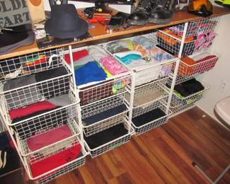 Storage solutions (if purchased, picked up on Saturday), and men's clothes sizes: Shoes 13, Clothes: Shirts-3x, pants 46