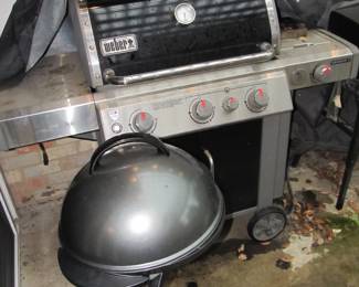 WEBER GENESIS II GAS LINE CONNECT GRILL w/ cover, GEORGE FORMAN OUTDOOR GRILL w/ cover