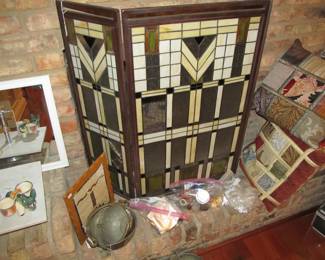 Stained glass fire screen (needs repair to some panels)