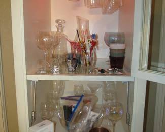 Great light-up bar or coffee bar, room at the bottom for a fridge