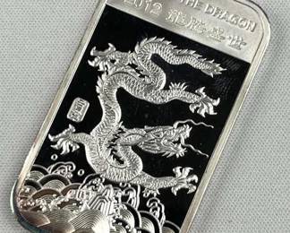 2012 Year of the Dragon 1oz Silver Bar .999