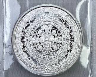 1oz Silver Aztec Calendar BU Round .999
