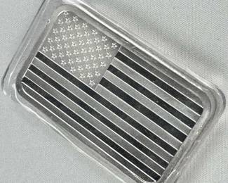 5oz Troy Silver American Flag Patriotic .999 Bar