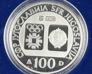 1983 Sterling Silver Sarajevo Olympics Coin