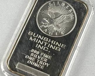 1oz Silver Bar, Sunshine Minting .999