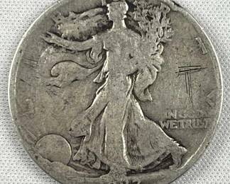1927-S Walking Liberty Silver Half Dollar, Etched