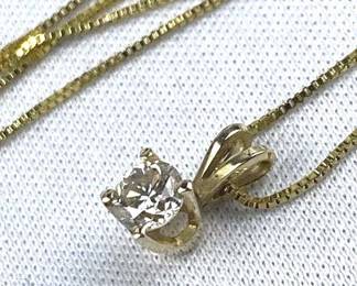 14K Yellow Gold 1/4ct Diamond Solitaire Necklace