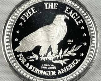 1981 1oz Silver 'Free the Eagle' Round .999