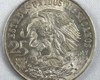1968 Mexico Silver 25 Pesos Olympics