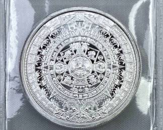 1oz Silver Aztec Calendar BU Round .999