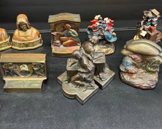 Antique and older solid brass and metal book ends.  Some very rare and valuable!!!