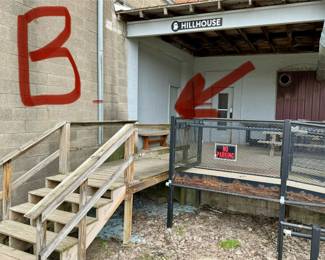 Closer view of that same door (the Orange X from the aerial photo)