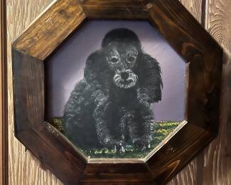 Dog portrait in octagonal frame