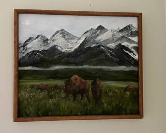Landscape with Buffalo Painting